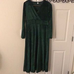 emerald green velvet dress
